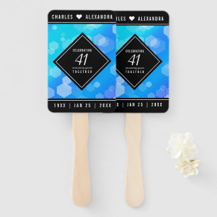 Éventail Élégant 41ème anniversaire Mariage de Topaz Bleu