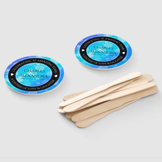 Éventail Élégant 41ème anniversaire Mariage de Topaz Bleu (Non-assemblé)