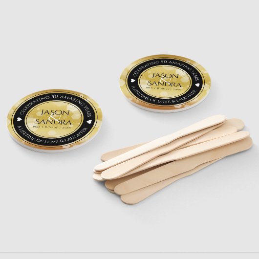 Éventail Élégant 50e anniversaire de Mariage d'or (Non-assemblé)