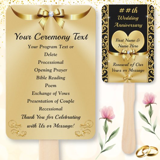 Éventail Élégant, 50e anniversaire de Mariage programme de