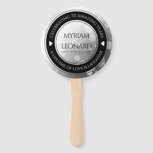 Éventail Élégant 70e anniversaire de Mariage Platinum (Dos)