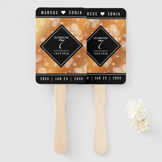 Éventail Élégant 7ème anniversaire de Mariage de cuivre (Devant et derrière)