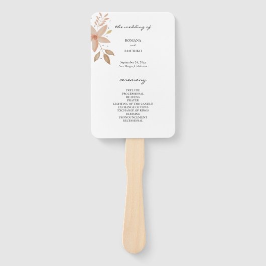 Éventail Élégant Aquarelle en terre cuite (Devant)