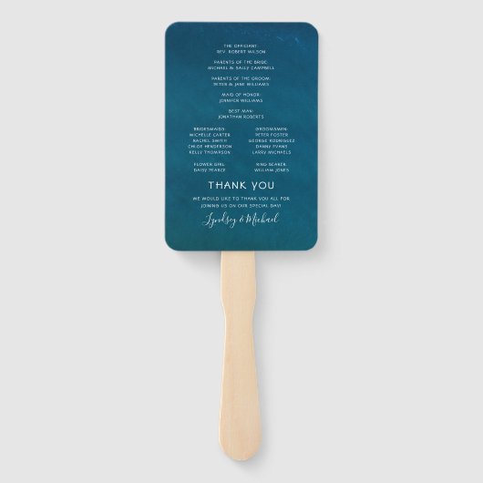 Éventail Elégant Beach Blue Ocean Wedding Programme (Dos)