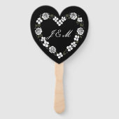 Éventail Elegant Black and White Script Wedding Fan (Dos)