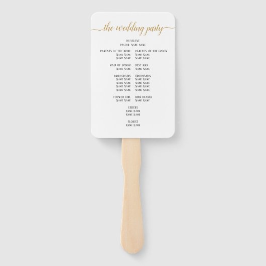 Éventail Élégant Black Gold Script Programme de mariage min (Dos)