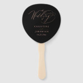 Éventail Élégant Black Rose Gold Script Wedding Programme (Devant)