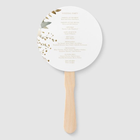 Éventail Élégant blanc | Mariage d'aquarelle florale (Dos)