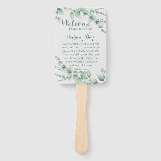 Éventail Elégant blanc & Sage (Devant)