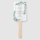 Éventail Elégant Bleu Blanc Floral Printemps Jardin Mariage (Dos)