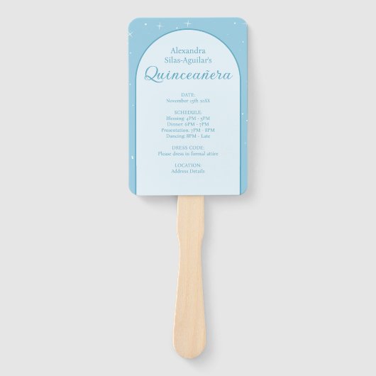 Éventail Elégant bleu clair Quinceañera - Programme photo (Devant)