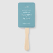 Éventail Élégant bleu rétro simple avec Mariage Monogram (Devant)