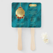 Éventail Élégant Blue Opulence Gold Luxury Royal Programme (Devant et derrière)