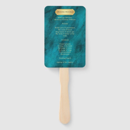 Éventail Élégant Blue Opulence Gold Luxury Royal Programme (Dos)