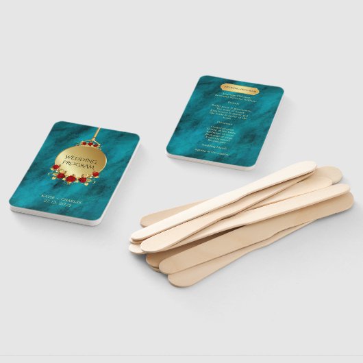 Éventail Élégant Blue Opulence Gold Luxury Royal Programme (Non-assemblé)