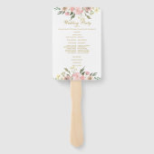 Éventail Élégant Blush Pink Gold Floral Programme de mariag (Dos)