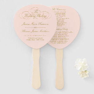 Éventail Élégant Blush rose & Gold Wedding Programme Modèle