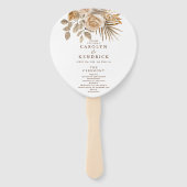 Éventail Élégant Boho Neutral Floral Accent Wedding Program (Devant)