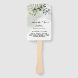 Éventail Elégant boho vert feuillage eucalyptus dîner