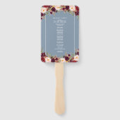 Éventail Élégant Bourgogne Floral Dusty Blue Wedding Progra (Dos)