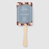 Éventail Élégant Bourgogne Floral Dusty Blue Wedding Progra (Devant)