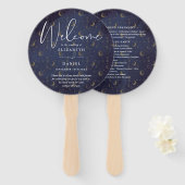 Éventail Élégant Celestial Mystical Wedding Programme Coeur (Devant et derrière)