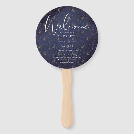 Éventail Élégant Celestial Mystical Wedding Programme Coeur (Devant)