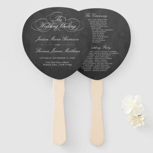 Éventail Élégant Chalkboard Wedding Programme Modèle (Devant et derrière)