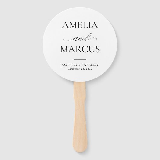 Éventail Elegant Classic Script Calligraphy Wedding (Devant)