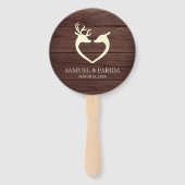 Éventail Elégant Coeur de Cerf Mariage de Bois Rustique (Devant)