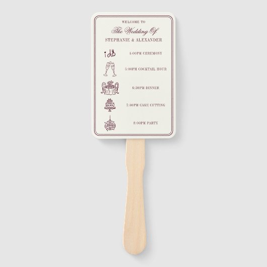 Éventail Elegant Deep Burgundy & Ivory Wedding Program  (Devant)