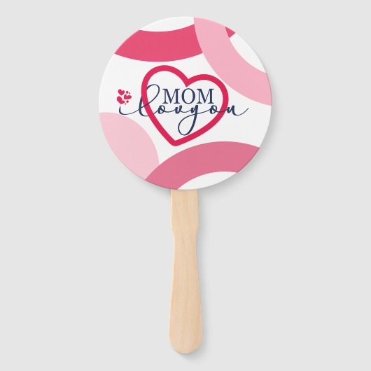 Éventail Elegant design texte Maman I Love You With Heart (Devant)