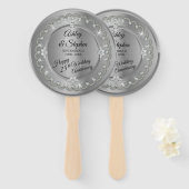 Éventail Élégant Diamants d'argent 25e anniversaire Mariage (Devant et derrière)