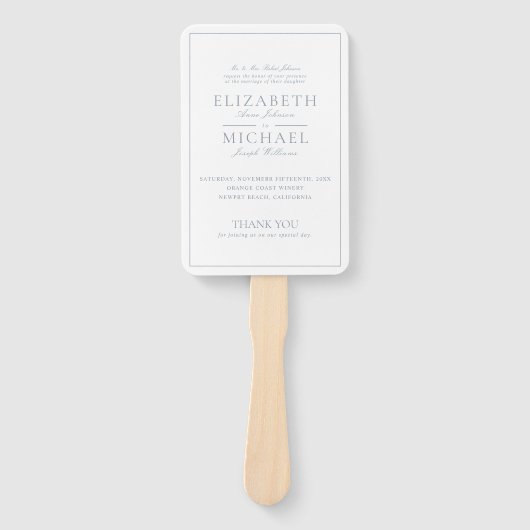 Éventail Elégant Dusty Blue Classic Script Wedding Programm (Devant)