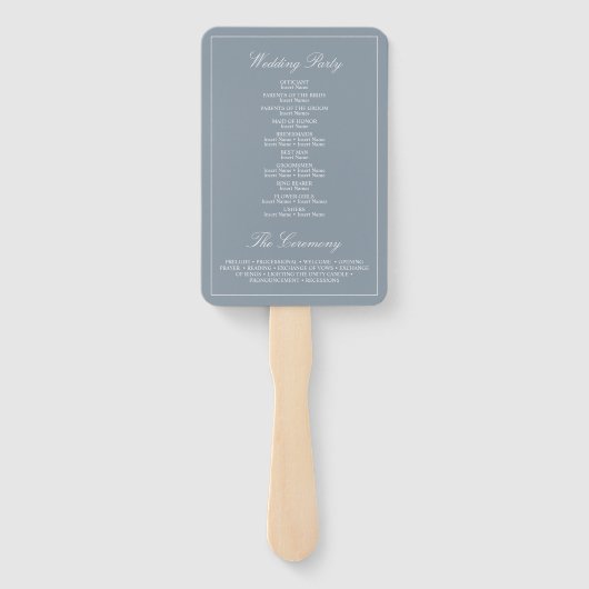 Éventail Elégant Dusty Blue Classic Script Wedding Programm (Dos)