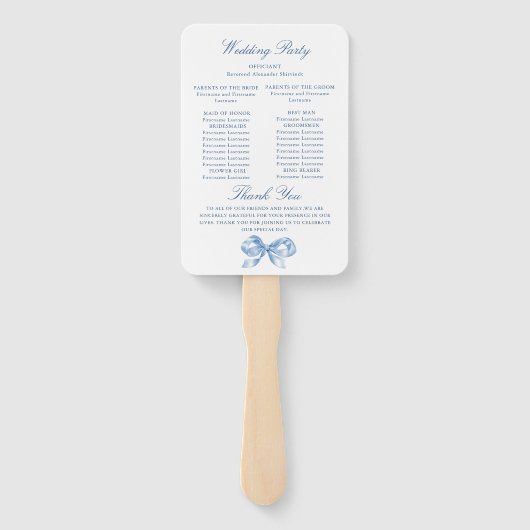Éventail Élégant Dusty Blue Main Drawn Bow Wedding Programm (Dos)