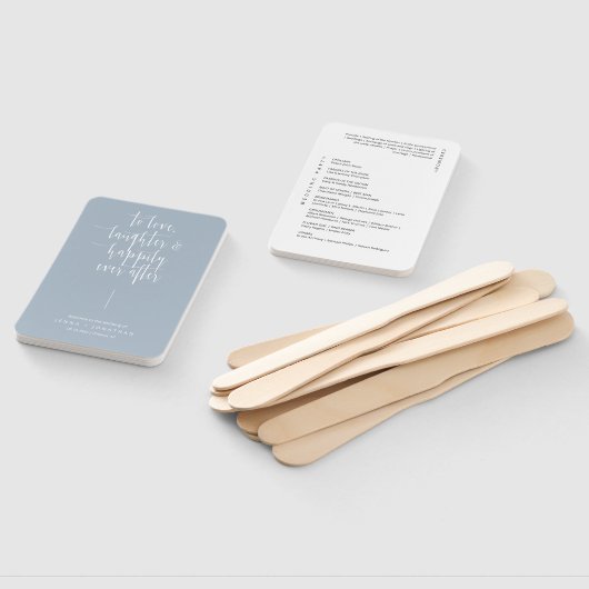 Éventail Élégant Dusty Blue Minimal Script Wedding Programm (Non-assemblé)