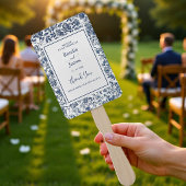 Éventail Elegant Dusty Blue Toile Floral Wedding Program