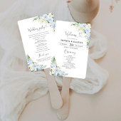 Éventail Elegant Dusty Blue Wedding Program