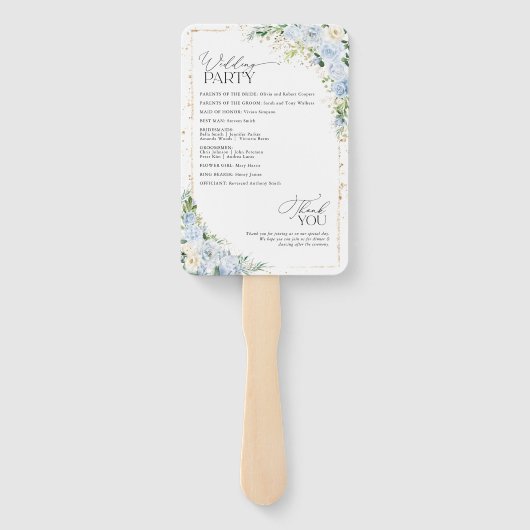 Éventail Elegant Dusty Blue Wedding Program  (Dos)