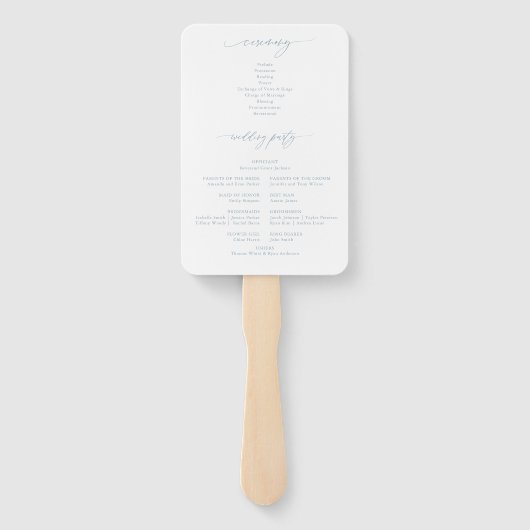 Éventail Elégant Dusty Blue Wedding Programme (Dos)