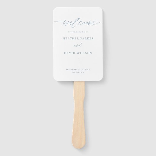 Éventail Elégant Dusty Blue Wedding Programme (Devant)