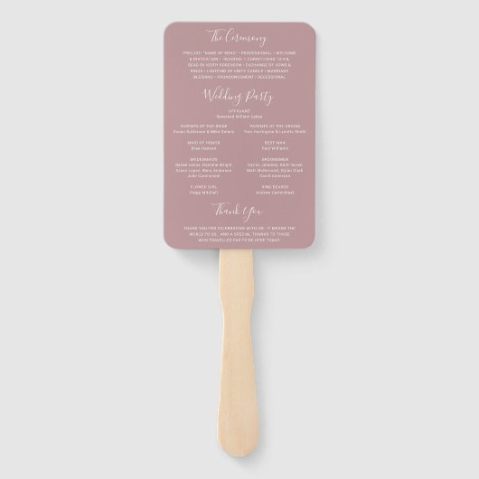 Éventail Elégant Dusty Rose Photo Programme de mariage mode (Dos)