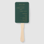 Éventail Élégant Emerald Green Gold Programme de mariage mi (Devant)