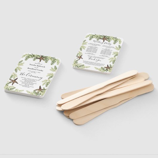 Éventail Elégant Eucalyptus Beach Starfish Wedding Programm (Non-assemblé)