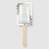 Éventail Elégant Eucalyptus & Golden Pine Wedding Programme (Dos)