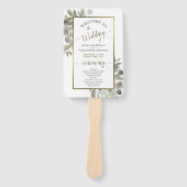 Éventail Elégant Eucalyptus & Golden Pine Wedding Programme (Devant)
