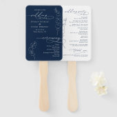 Éventail Elegant Eucalyptus Navy Blue Wedding Program (Devant et derrière)