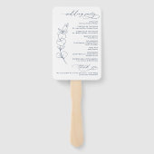 Éventail Elegant Eucalyptus Navy Blue Wedding Program (Dos)