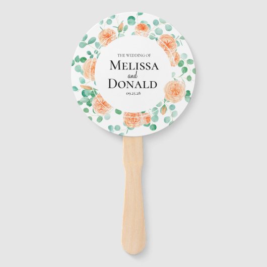 Éventail Élégant Eucalyptus Peach Programme Floral (Devant)